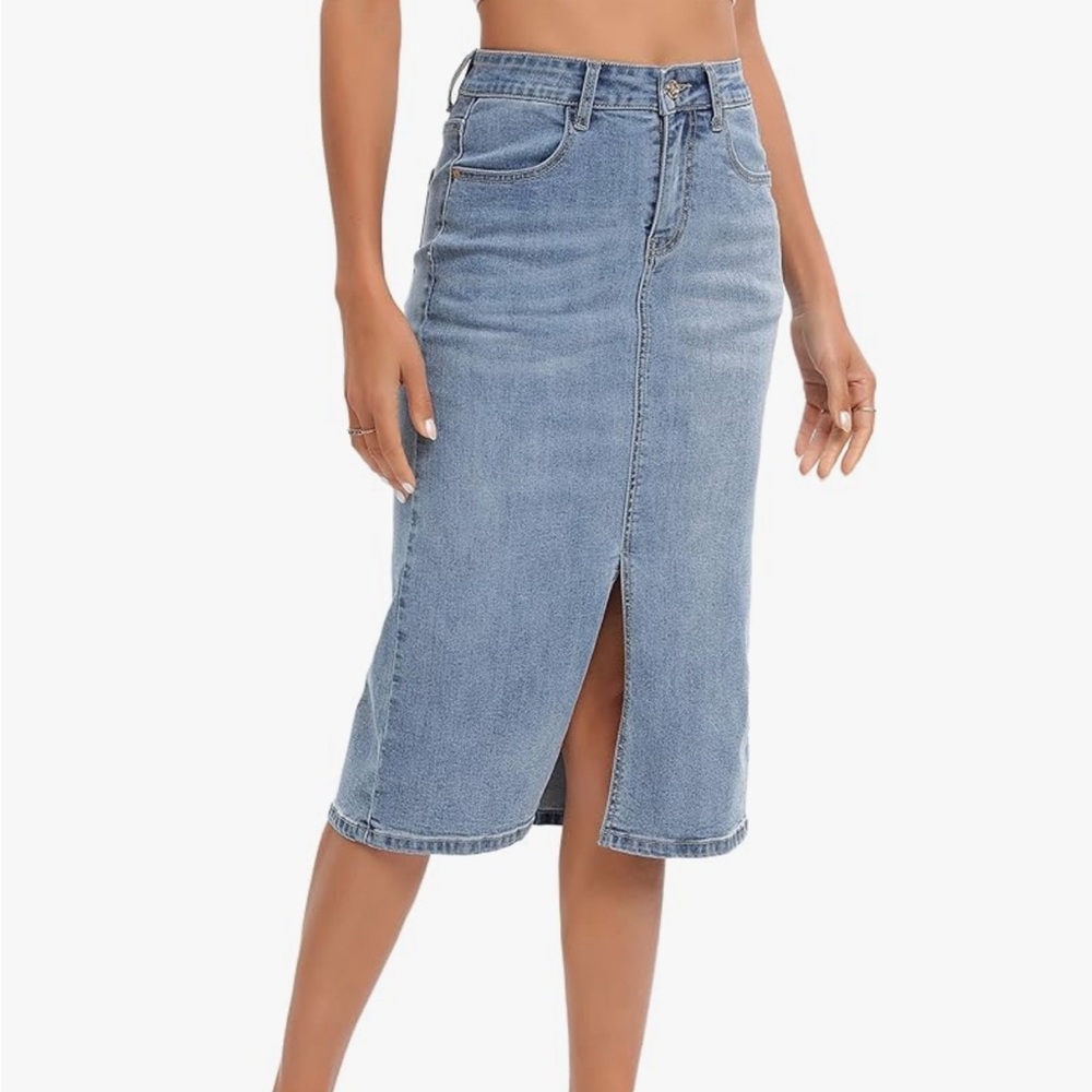 Classic Blue Denim Pencil Skirt